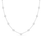 Amberta Women 925 Sterling Silver Cubic Zirconia Chain Necklace | Dainty Silver Necklace | Layering Necklaces | Simulated Diamond by the Yard Necklace: Diamond Necklace