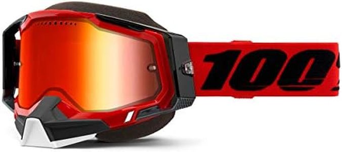 100% Racecraft 2 Snowmobile Anti-Fog Goggles - Powersport Racing Protective Eyewear (RED - Mirror Red Lens)