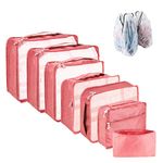 Packing Cubes for Suitcase 10 Sizes Suitcase Organizer Bags 10 Pcs (Pink)