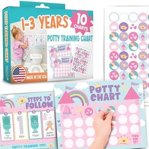 Princess Potty Training Chart For Toddler Girl - Potty Training Sticker Chart For Girls Potty, Potty Chart For Girls With Sticker, Sticker Chart For Kids Potty Training Reward Chart, Kids Reward Chart