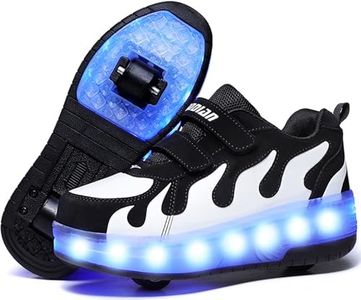Ufatansy Roller Shoes USB Rechargeable Roller Skate Shoes LED Fashion Sneakers Kids Skateboarding for Girls Boys(4.5 M US=CN37,Black/White)