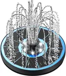 Yzert Solar Fountain Glass Panel with 2200 mah Battery, 3.5W Floating Solar Water Fountain with 4 Fixed Rods, Solar Fountain Pump for Bird Bath, Garden, Pond, Pool, Outdoor-White Lights
