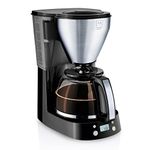 Melitta Easy Top Timer 1010-15, filter coffee machine with glass jug, programmable warming time, black stainless steel