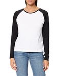 Urban Classics Women's Ladies Contrast Raglan Longsleeve T Shirt, White/Black, S UK