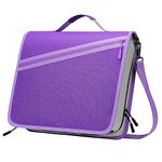 MoKo Zipper Binder, 600 Sheet Large Binder Thick Oxford Multi-Pocket School Binder with Zipper, 3" Large 3 Ring Binder Organizer with Handle & Shoulder Strap, Purple & Gray