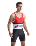 Viisendy Pro Men's Wrestling Singlets Athletic Supporters Sport Bodysuit Sleeveless Training Wrestling Leotards Weightlifting Jumpsuits Black Red XL