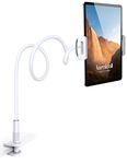 Lamicall Gooseneck Tablet Holder, Flexible Tablet Stand - 36" Lazy Arm 360 Adjustable Holder Clamp Bracket Bed for 2024 iPad Pro 9.7, 10.5, 11, iPad Air mini 2 3 4 5 6, Switch, 4.7-11" Devices -White