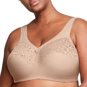 Glamorise Women's Plus Size Full Figure MagicLift Cotton Wirefree Support Bra #1001, Café, 36B