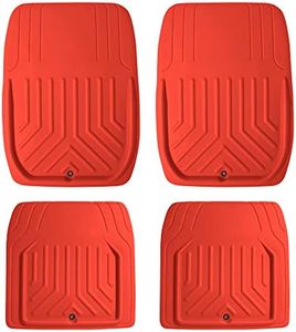 FH Group Faux Leather Deep Dish Car Floor Mats – Trim-to-Fit, Universal Fit Full Set Automotive Floor Mats for Cars, SUVs & Trucks, Durable All-Weather Interior Protection, Red