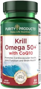 Purity Products - Krill Omega 50+ with CoQ10, 60 Dietary Supplement Softgels