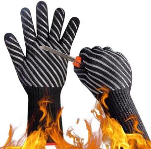 HandLove BBQ Gloves, 1472°F Heat Resistant Grilling Gloves, Silicone Non-Slip Oven Gloves, Long Kitchen Gloves for Barbecue, Cooking, Baking, Cut Resistant, Women, 1pair, 12in