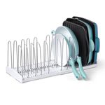 YouCopia StoreMore Expandable Cookware Rack Adjustable Pan Organizer for Kitchen Cabinet Storage, White