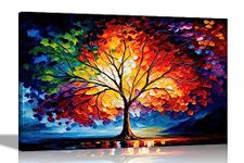 Artley Prints - Tree Of Life Modern Abstract Canvas Pictures for Living Room, Bedroom, Hallway, Kitchen or Office - Colourful Prints Large 86 x 61cm (34 x 24 inches) A1