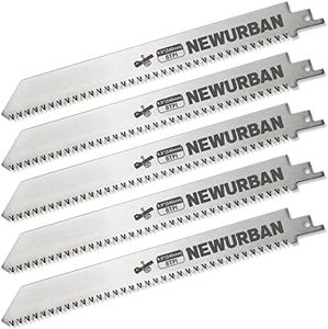 NEWURBAN 5 Pack Stainless Steel Reciprocating Saw Blades 8TPI / 9.5 in (240mm) for Frozen Meat Bone Food Cutting - Bonesaw Blade