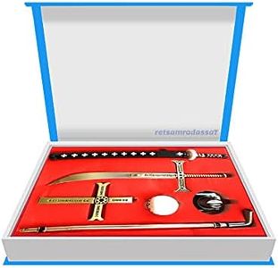 6 Pieces OP Weapon Trafalgar Law Sword Blade Hat Pendant Keychain Keyblade Necklace Jewelry Cosplay One Ornament Piece Set in a Gift Box, Metal