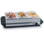 MegaChef Buffet Server & Food Warmer with 3 Removable Sectional Trays, Heated Warming Tray and Removable Tray Frame