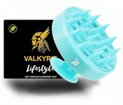 VALKYRIE Scalp Massager Shampoo Brush, Wheat Straw body with Soft Silicon Bristles, Hair Scalp Scrubber, Scalp Exfoliator | Dandruff Removal, Prevents Hair loss for Men & Women (N BLUE)