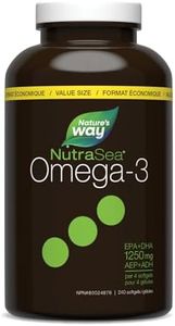 Nature's Way NutraSea Omega-3 Supplement Soft Gels with Zesty Lemon Flavour – EPA and DHA Fish Oil – Support Healthy Heart and Brain Function in Kids 14+ and Adults, 240 Softgels, Value Size