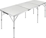 REDCAMP Folding Camping Table 6ft/4ft, Portable Lightweight Tri-fold Outdoor Table with Adjustable Heights Aluminum Legs, Compact for Picnic BBQ, White