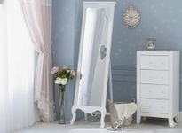 APRODZ Solid Wood Full Length Floor Mirror for Bedroom Living Room Dressing Area Freestanding Large Rectangular Standing Wooden Mirror with Elegant Carved Frame Modern Home Decor(White)