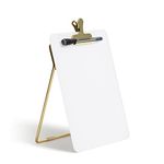 U Brands Glass Dry-Erase Desktop Easel, Tempered Glass, Gold Metal Stand, Removable Clip