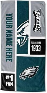 Northwest NFL Philadelphia Eagles Personalized Beach Towel, 30" x 60", Colorblock