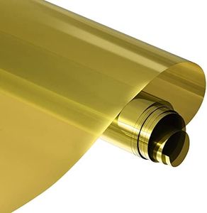 sourcing map Window Film Sun Light Blocking Privacy Film One Way Glass Covering Film Protection 9.84ftx1.64ft Gold Tone for Home Office