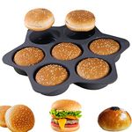 Silicone Hamburger Bun Mold atrccs 7 Cavity Hamburger bun pan Non Stick Baking Pannon-Stick pan Easy to Release Household Silicone Food Baking New Baking Tool