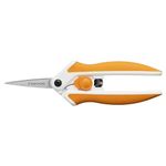 Fiskars Micro-Tip Spring Assisted Scissors, Precision Cutting Stainless Steel Blades, Comfort Handle, Cut Details in Fabric, Sewing Scissors and Arts and Crafts Tools