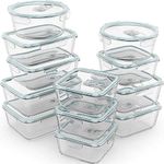 Razab 24 Piece Glass Food Storage Containers w/Airtight Lids - Microwave/Oven/Freezer & Dishwasher Safe - Steam Release Valve BPA/ PVC Free -Small & Large Reusable Round Square & Rectangle Containers