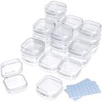 DUOFIRE Small Box Clear Plastic Bead Storage Container 24 Pack Small Organizing Containers with Lids for Beads, Crafts, Jewelry (3.5x3.5x1.8cm)