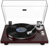 Record Player Turntable Wireless Output Vintage Vinyl Player Aluminium Platter Carbon Fiber Tonearm Belt-Drive 33 45 RPM Phono Audio AT-3600L MM Cartridge RCA Line Anti-Skate Pitch Control Walnut Red