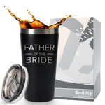 Sodilly Insulated Coffee Tumbler- Father's Day Gift- Engagement Announcement Accessory- Father of the Bride Tumbler Gifts- Special Father of the Bride- 16oz Black Insulated Coffee Tumbler