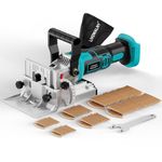 LIVOWALNY Cordless Biscuit Jointer Compatible with Makita 18V Battery, 11000RPM 0-90° Cutting|6 Variable Cutting Depth|Biscuit Joiner with Dust Extraction for Woodworking(Blue)-Tool Only