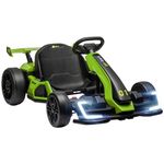 HOMCOM 24V Electric Go Kart for Kids, Ride On Racing Kart with Adjustable Seat, Battery Powered Drifting Ride On Car with Music, Light, Slow Start, Button Start, Horn, for 6-12 Years, Green