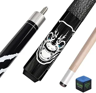 POCUSTIK 58" 2-Piece Pool Cue Stick Irish Linen Wrap,Canadian Maple Billiard Sticks with 13mm Tip,House Bar Pool Stick Hand Painted for Men Women - Black,19 Oz