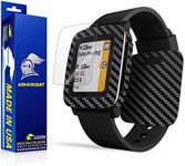 ArmorSuit Pebble Time Screen Protector MilitaryShield + Black Carbon Fiber Skin Wrap Film Back Protector for Pebble Time