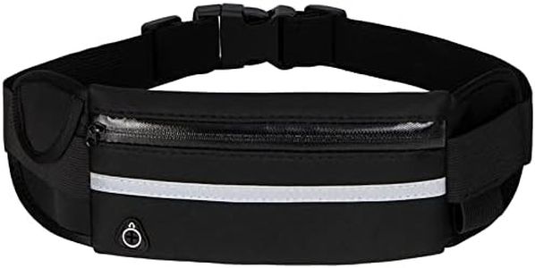 Running Belt with,Sweatproof waistpacks with,Running Belt Waist Pack with,Adjustable Running Belt with Reflective Strips,with Headphone Jack,Perfect for Running and Outdoor Activities(Black)