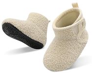 JOINFREE Baby Girls Winter House Shoes Baby Boys Slippers Furry Boots for Baby Home Slippers Beige 6-12 Months Infant