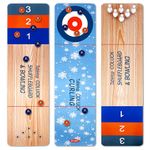 Shuffleboard Curling Bowling 3 in 1 Board Games - Shuffleboard Pucks and Bowling Ball and Curling Games, Mini Tabletop Game with 8 Rollers, Family Board Games for All Ages Tabletop Family Fun Game