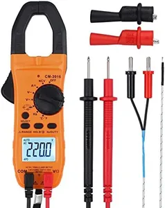 CAMWAY Portable Clamp Meter Digital 6000 Counts AC/DC Current TRMS AMP OHM Tester Capacitance Multimeter with Alligator Clips