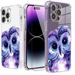 Roemary Purple Case for iPhone 15 with Owl Animals Design,Aesthetic Pattern with Screen Protector [Buffertech 6.6 ft Drop Impact] Soft TPU Protective Case for iPhone 15 6.1"