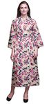 Bimba Ivory Floral Artistic Leaf & Long Printed Kimono Robes for Women Bridesmaid Robes Cotton Bathrobes XL