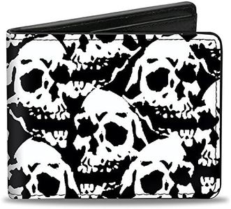 Buckle-Down mens Buckle-down Pu Bifold - Skull Yard Black/White Bi Fold Wallet, Multicolor, 4.0 x 3.5 US, Multicolor, 4.0" x 3.5"