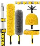 20 Foot High Ceiling Duster Kits with 5-12ft Heavy Duty Extension Pole, High Reach Duster for Cleaning,Microfiber Feather Duster,Cobweb Duster,Ceiling Fan Duster,Window Squeegee & Cleaner