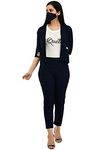 CUPIDVIBE Women's Cotton Blend Maxi Dress (Large, Navy-Mask)