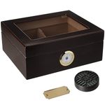 Quality Importers HUM-25HYG Glass Desktop Humidor, Brown