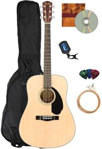 Fender CD-60S Solid Top Dreadnought Acoustic Guitar - Natural Bundle with Gig Bag, Tuner, Strings, Picks, Fender Play Online Lessons, and Austin Bazaar Instructional DVD