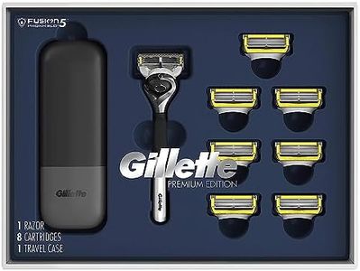 Gillette ProGlide Shield Premium Edition Razors for Men, 1 Gillette Razor, 8 ProShield Razor Blade Refills, 1 Travel Case