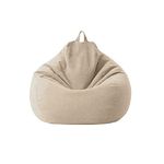 Kisbeibi Bean Bag Chair Cover Only Without Filling - Stuffed Animal Storage&Memory Foam - Washable Soft Linen, Lazy Sofa Sack Bean Bag for Adults,Kids,Teens(Khaki,Size:80x90cm)